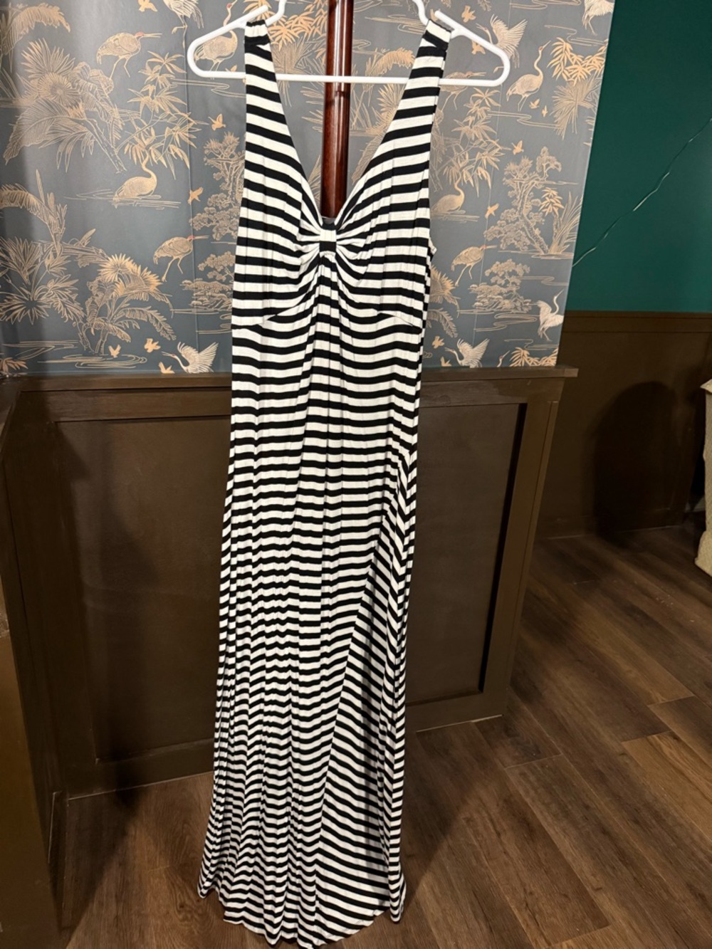 Spense Black and White Striped Maxi Dress